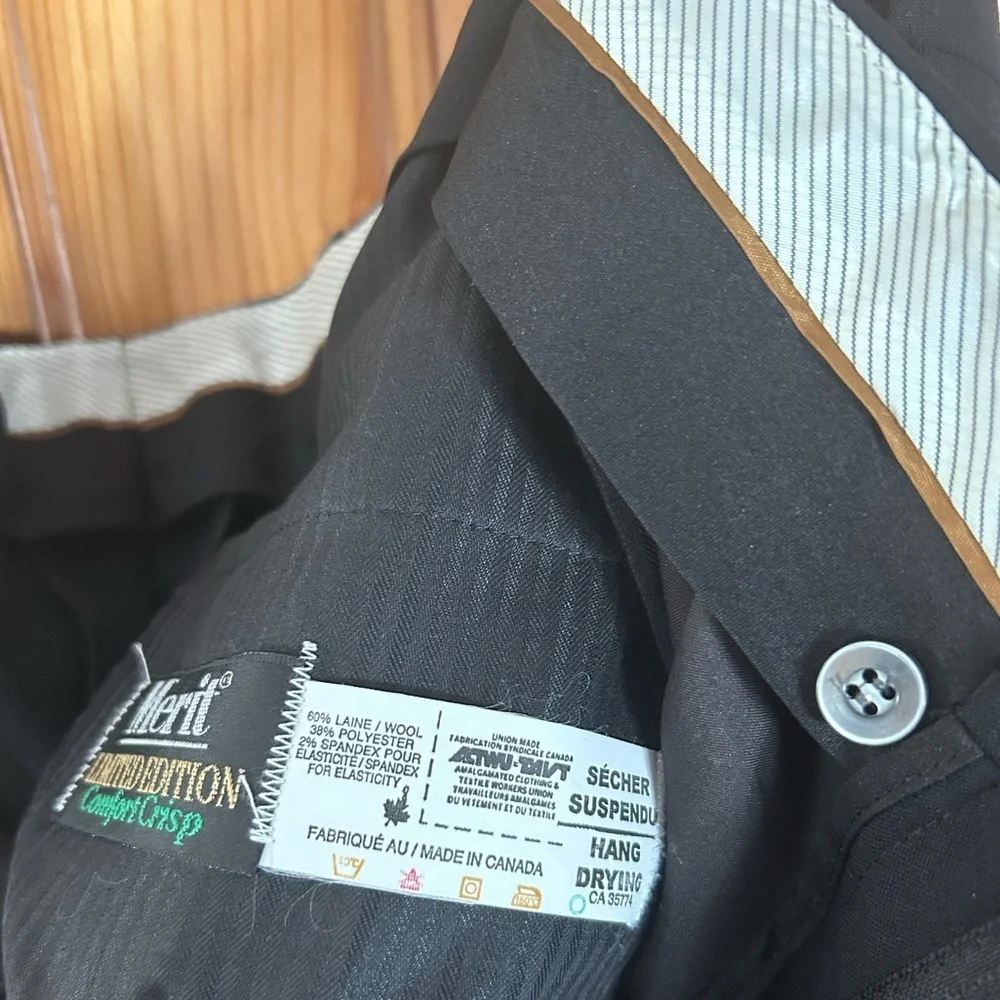 Merit Brown Miracle Wool Blend Dress Pants Size 44x30 flat front